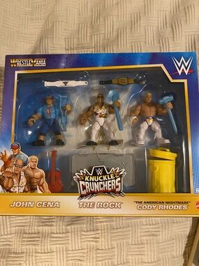 WWE Knuckle Crunchers 3-Pack Action Figures John cena , Cody Rhodes , the rock